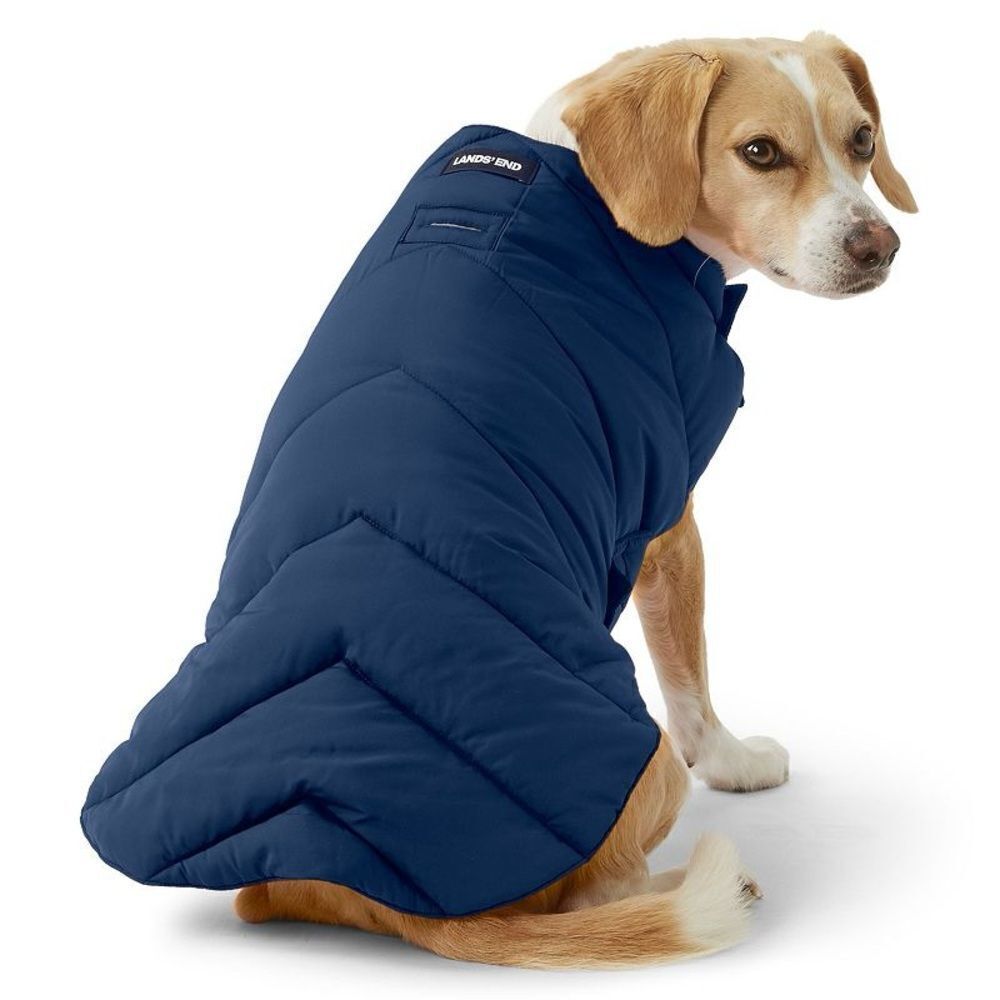 New Land’s End dog Vest adjustable Velcro poly water resistant Puffer vest Navy